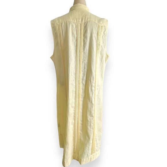 La Habana Miami Linen Cubavera Guayabera Cuban Style Sleeveless Shirt Dress - Picture 4 of 15